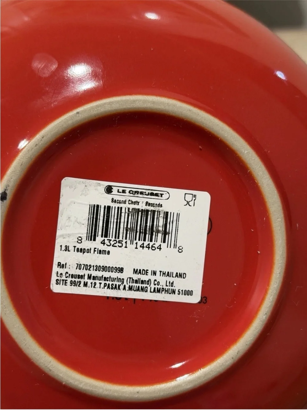 Le Creuset Flame 1.3L Classic Teapot & 2x400ml Cappuccino Mugs Seconds- NEW